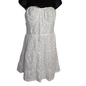 PacSun L. Hearts Womens White Strapless Embroidered Dress S